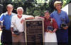Sherwood Hatch and Joan Griffin (near marker) - 2002 Inductees; Doug and Dave Smith (in blue) with Achievement Award for Aberdeen Racquet Club