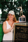 Nancy Rost at the marker